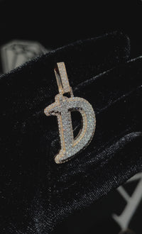 14k Two Tone Gold and Diamond Initial Letter D pendant 2.20 cwt.