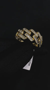 14k Gold Mens Baguette Cuban Link Ring .7 Ctw