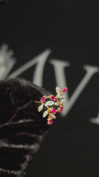 10k Yellow Gold Diamond and Ruby Ring 0.10 ctw