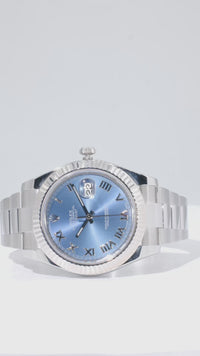Rolex Datejust 41 mm, acero con diamantes azules y oro blanco, reloj Jubilee 126334