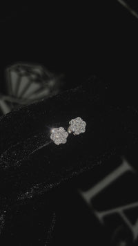 14k White Gold Flower Cluster Earring set 1 ctw Lab