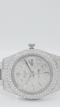 Diamond 41mm Rolex Oyster Stainless Steel 22.38 ctw
