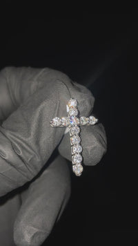 14k White Gold Lab Diamond Cross Pendant 0.95 ctw