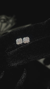 14k White Gold Lab Diamond Cluster Earrings 0.49 ctw