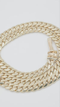 Cadena de eslabones cubanos macizos para hombre de oro amarillo de 10 quilates de 10 mm