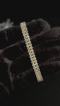 14K Solid White Gold Two-Row Yellow Diamond Bracelet 4.77 Ctw.