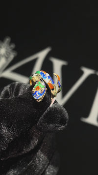 18k Yellow Gold Hand Enameled Snake Ring