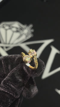 18k Yellow Gold Baguette Twist Rope Ring