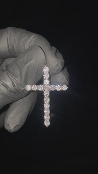 14k White Gold Diamond Cross Pendant 2.50 ctw