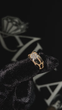 14K Yellow Gold Nugget Ring .5 Cwt