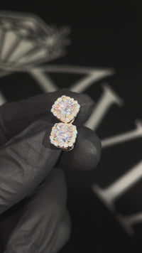 Aretes de oro blanco de 14 k con diamantes en racimo de 0,90 quilates