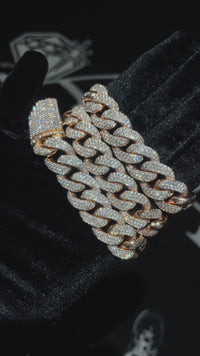 14k Rose Gold Diamond Pave Cuban 63 ctw  24.5in