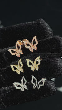 14k Yellow Gold Diamond Butterfly Earrings 0.25 ctw