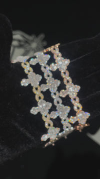 14k White and Rose Gold Diamond Cross Bracelet 5.67 Ctw