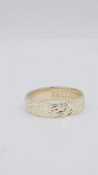 14K Yellow Gold Fingerprint Mens Wedding Band