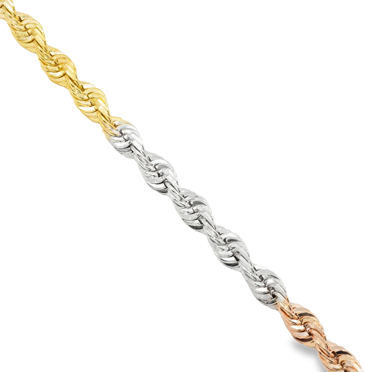 10k Gold Plated Tri-Color Gold Rope Chain mm