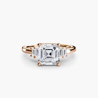 Thumbnail for 14K Rose Gold / Asscher Baguette Accent Solitaire