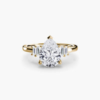 Thumbnail for 14K Yellow Gold / Pear Baguette Accent Solitaire