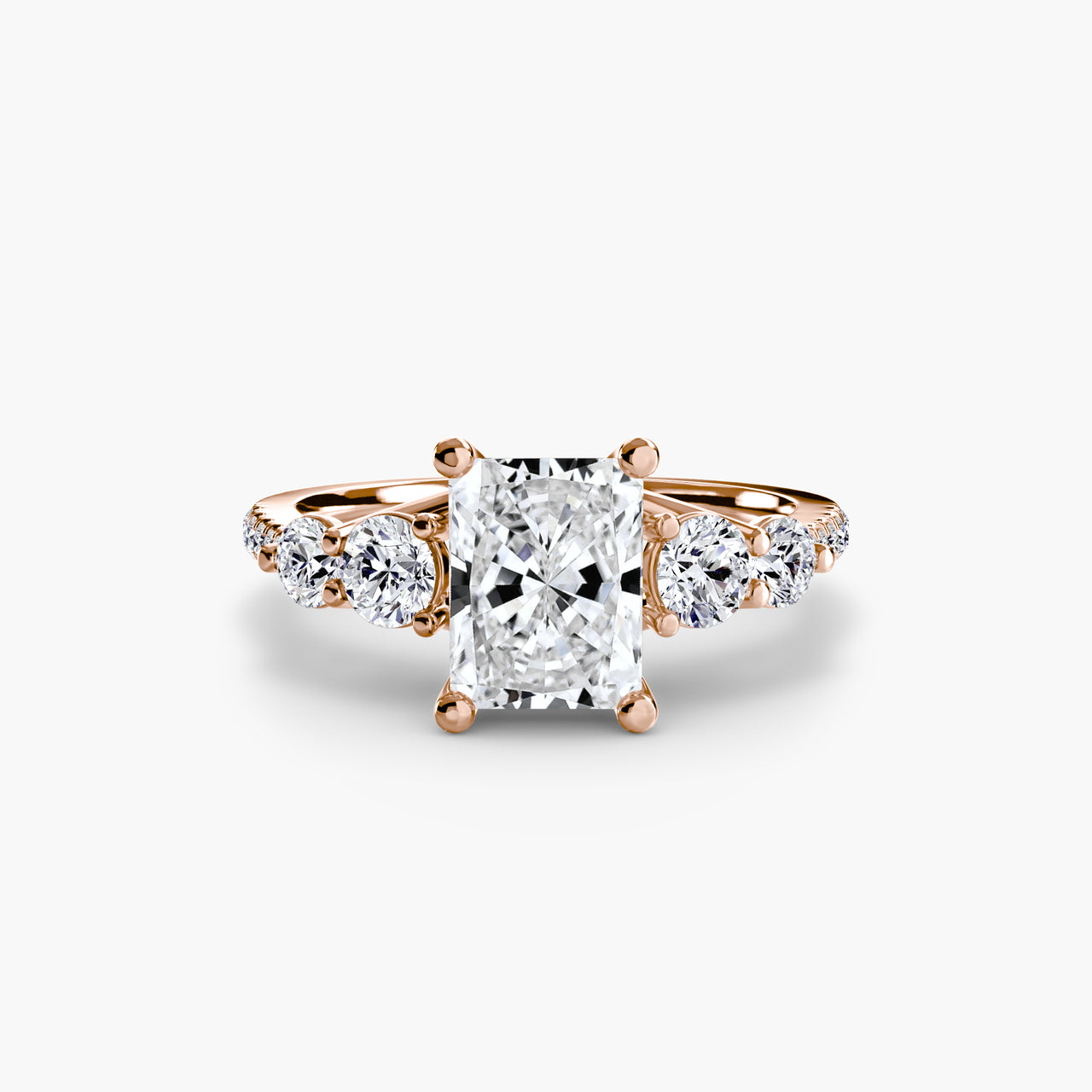 Five Stone Ring with Pavé Band