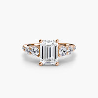 Thumbnail for 14K Rose Gold / Emerald Five Stone Ring with Pavé Band