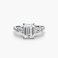 Thumbnail for 14K White Gold / Emerald Five Stone Ring with Pavé Band