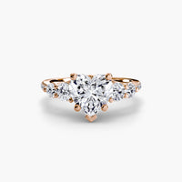 Thumbnail for 14K Rose Gold / Heart Five Stone Ring with Pavé Band