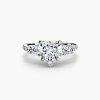 Thumbnail for 14K White Gold / Heart Five Stone Ring with Pavé Band