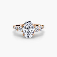 Thumbnail for 14K Rose Gold / Oval Five Stone Ring with Pavé Band