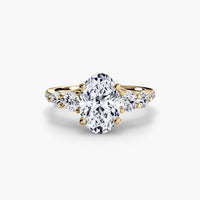 Thumbnail for 14K Yellow Gold / Oval Five Stone Ring with Pavé Band