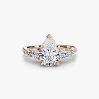 Thumbnail for 14K Rose Gold / Pear Five Stone Ring with Pavé Band