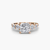 Thumbnail for 14K Rose Gold / Princess Five Stone Ring with Pavé Band