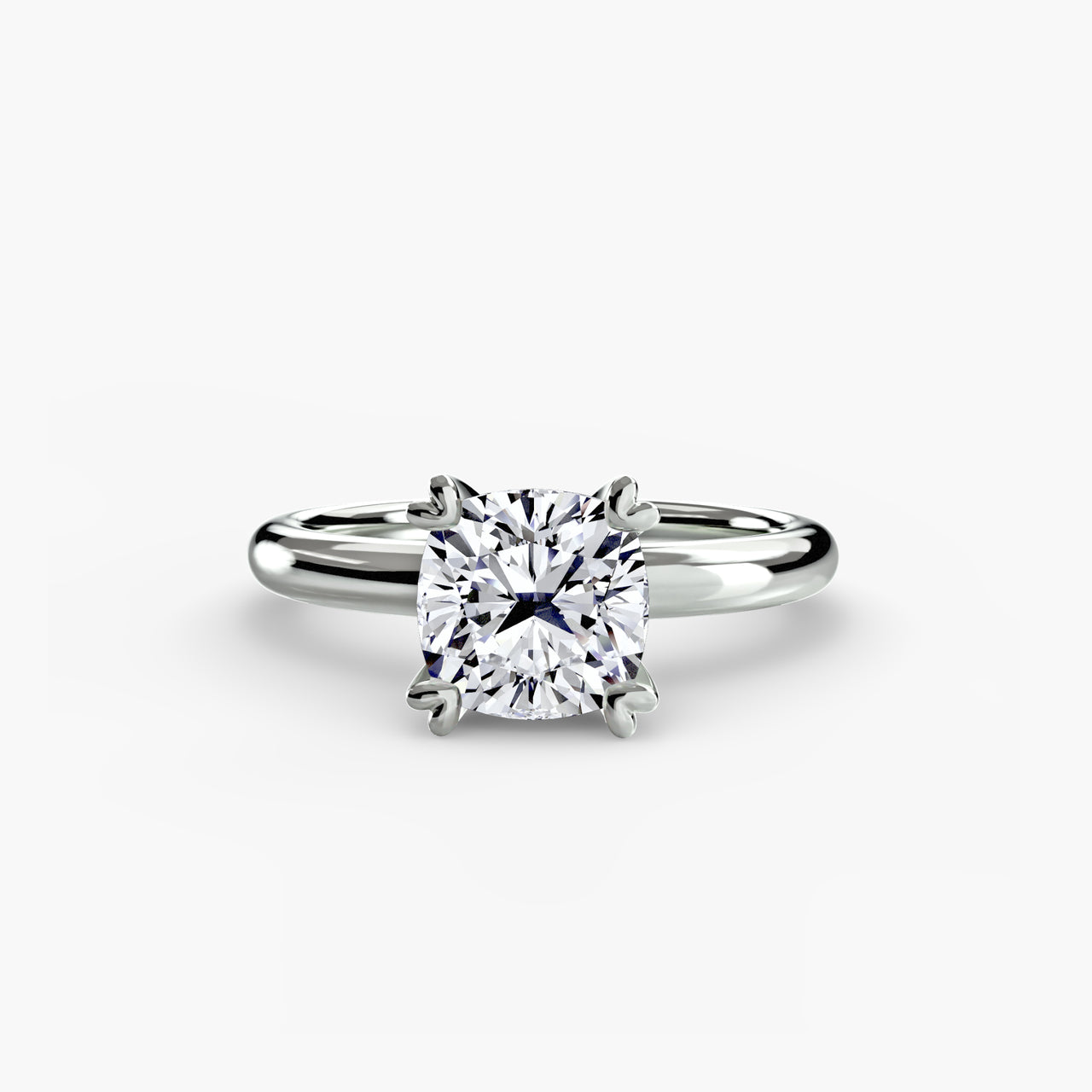 14K White Gold / Cushion Solitaire ring 2