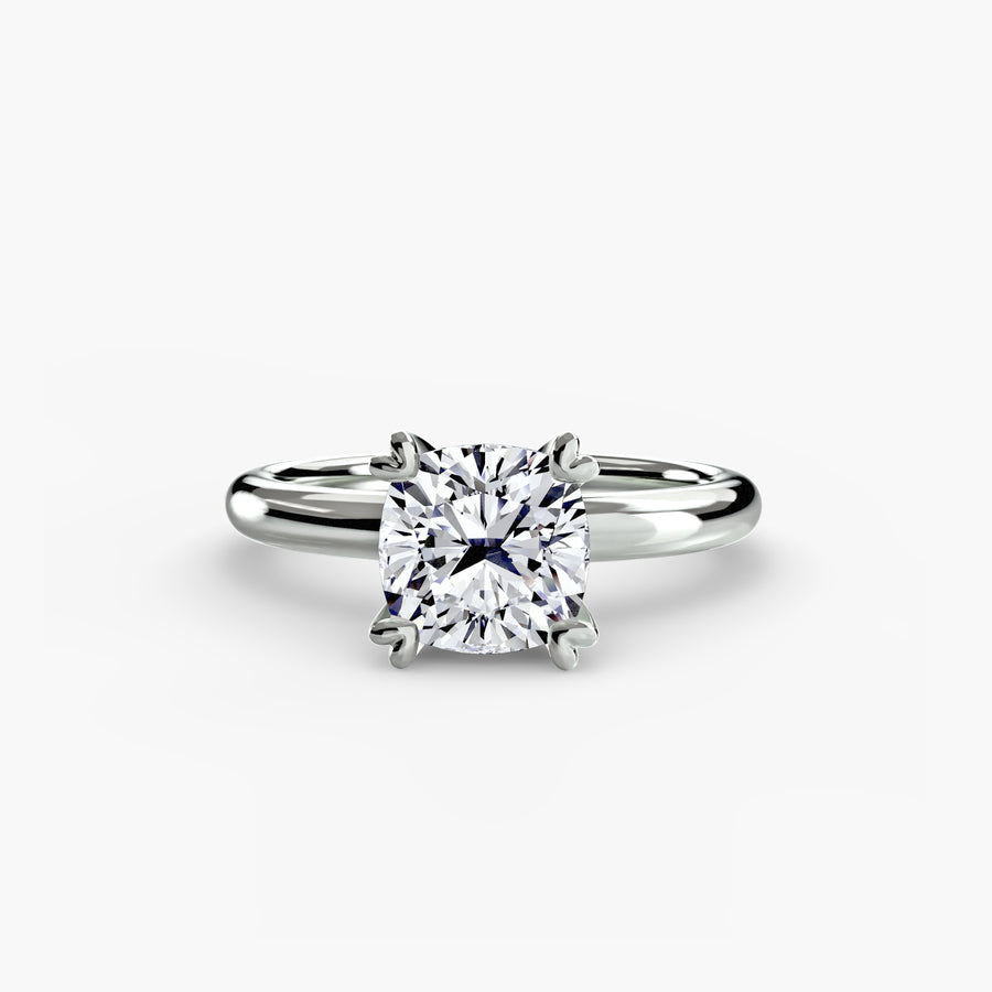 14K White Gold / Cushion Solitaire ring 2