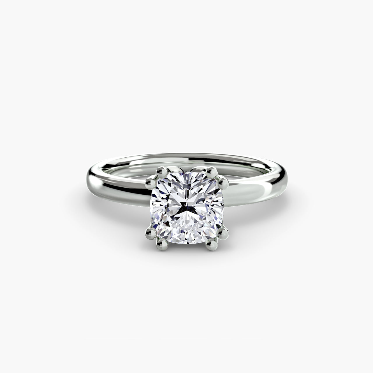 14K White Gold / Cushion Solitaire ring 5