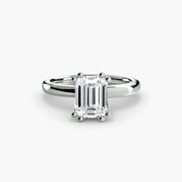 Thumbnail for 14K White Gold / Emerald Solitaire ring 5