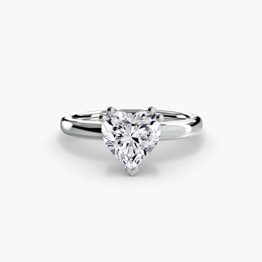 14K White Gold / Heart Solitaire ring 5