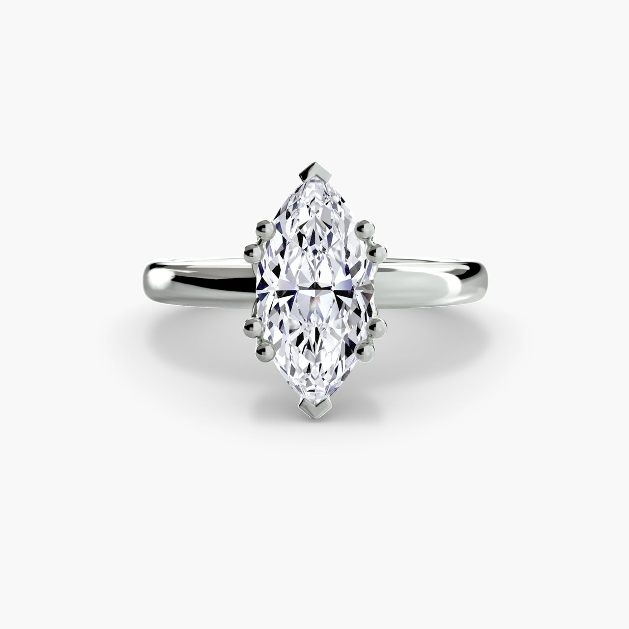 14K White Gold / Marquise Solitaire ring 5