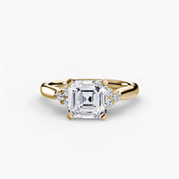 Thumbnail for 14K Yellow Gold / Asscher Solitaire with Cluster Shoulders 2