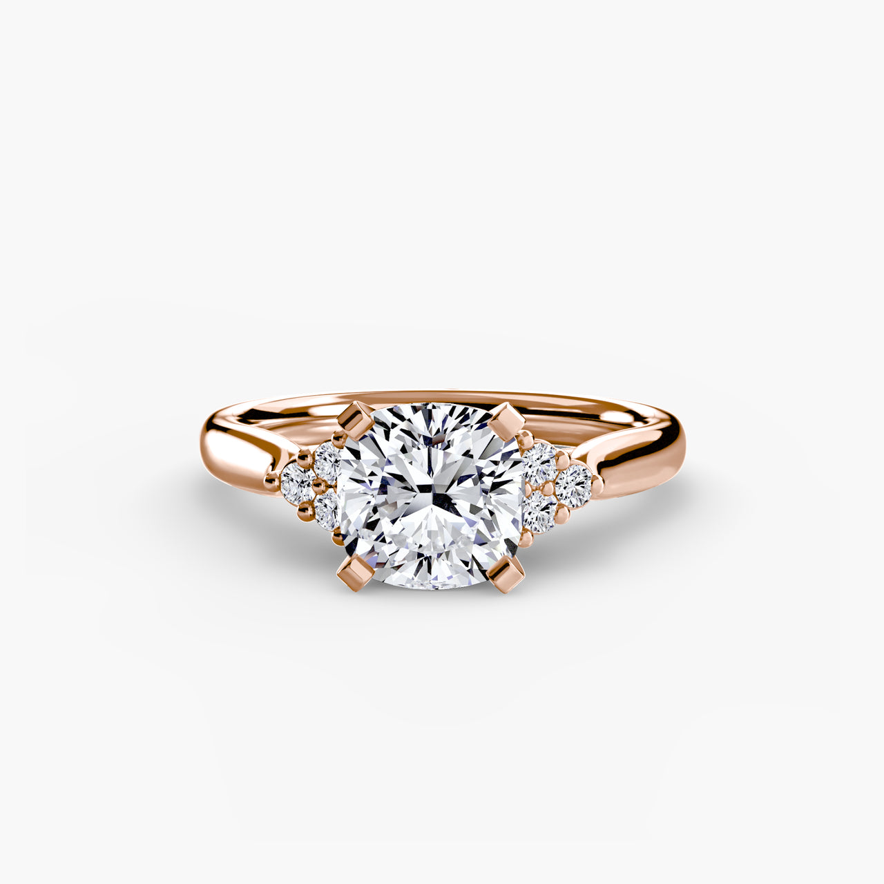 14K Rose Gold / Cushion Solitaire with Cluster Shoulders 2