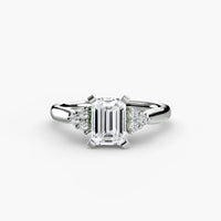Thumbnail for 14K White Gold / Emerald Solitaire with Cluster Shoulders 2