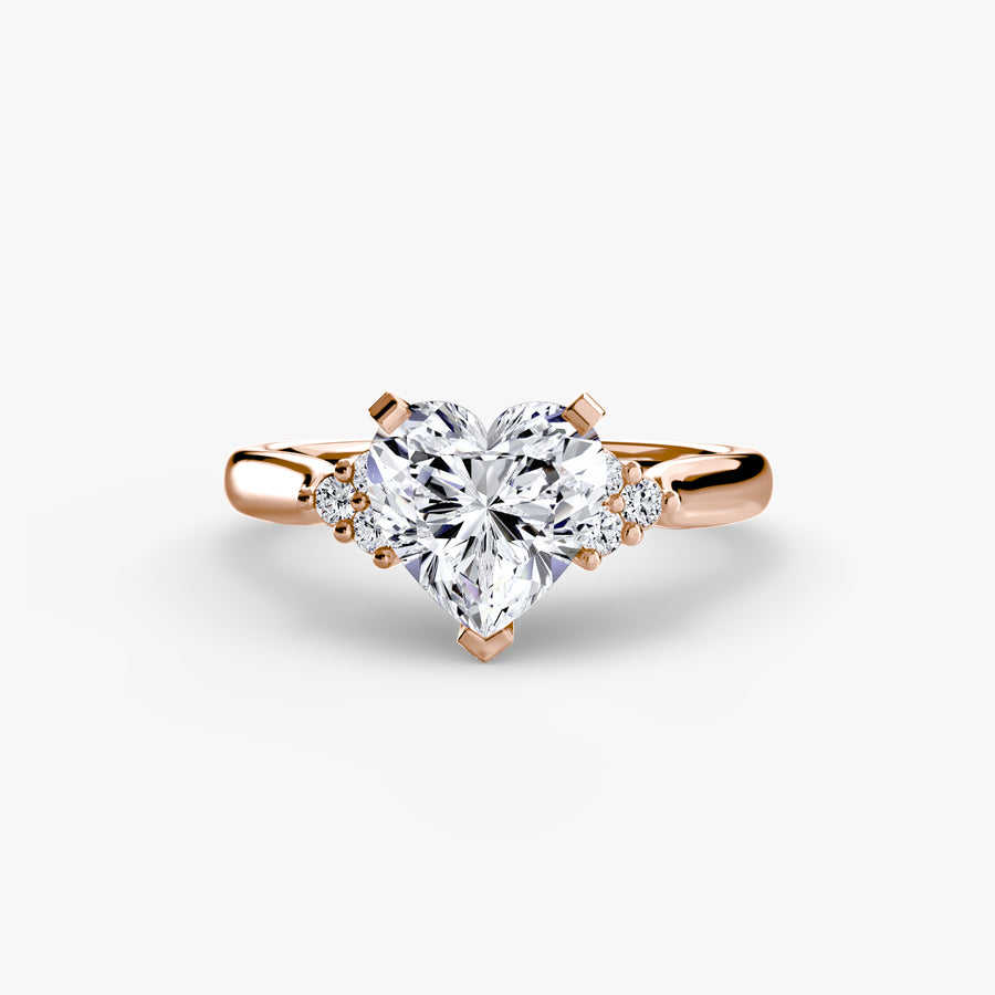 14K Rose Gold / Heart Solitaire with Cluster Shoulders 2