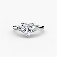 Thumbnail for 14K White Gold / Heart Solitaire with Cluster Shoulders 2