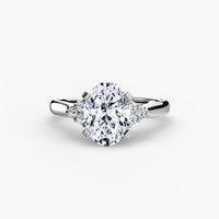 Thumbnail for 14K White Gold / Oval Solitaire with Cluster Shoulders 2
