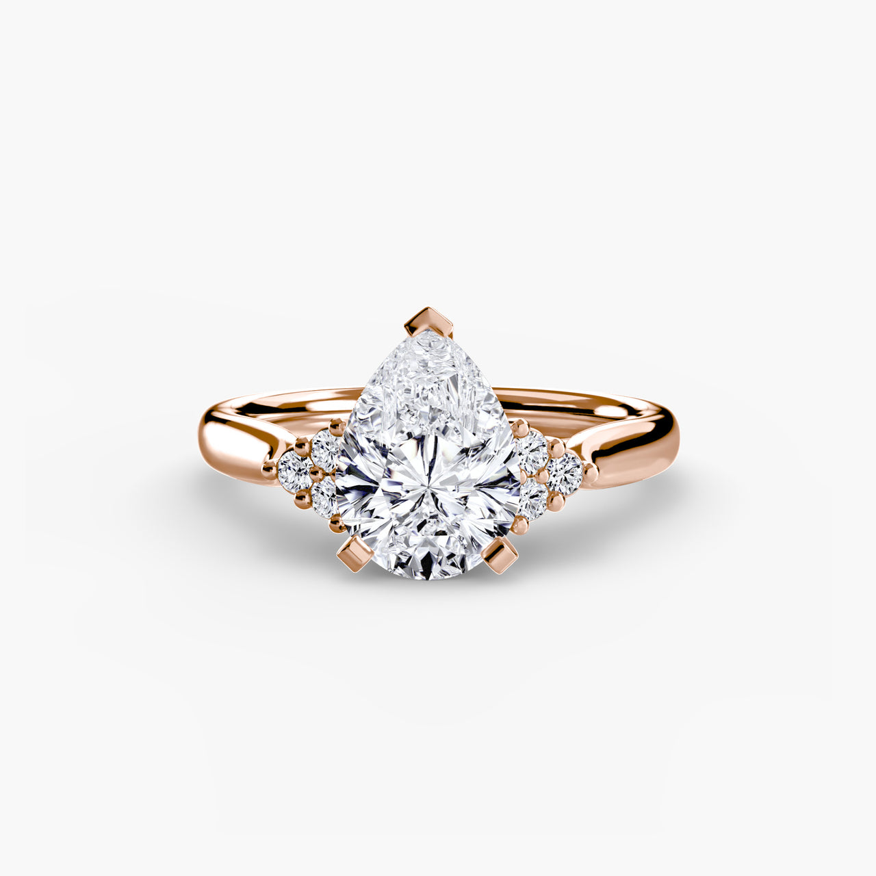 14K Rose Gold / Pear Solitaire with Cluster Shoulders 2
