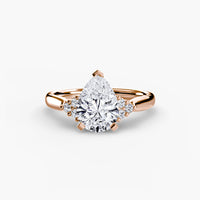 Thumbnail for 14K Rose Gold / Pear Solitaire with Cluster Shoulders 2