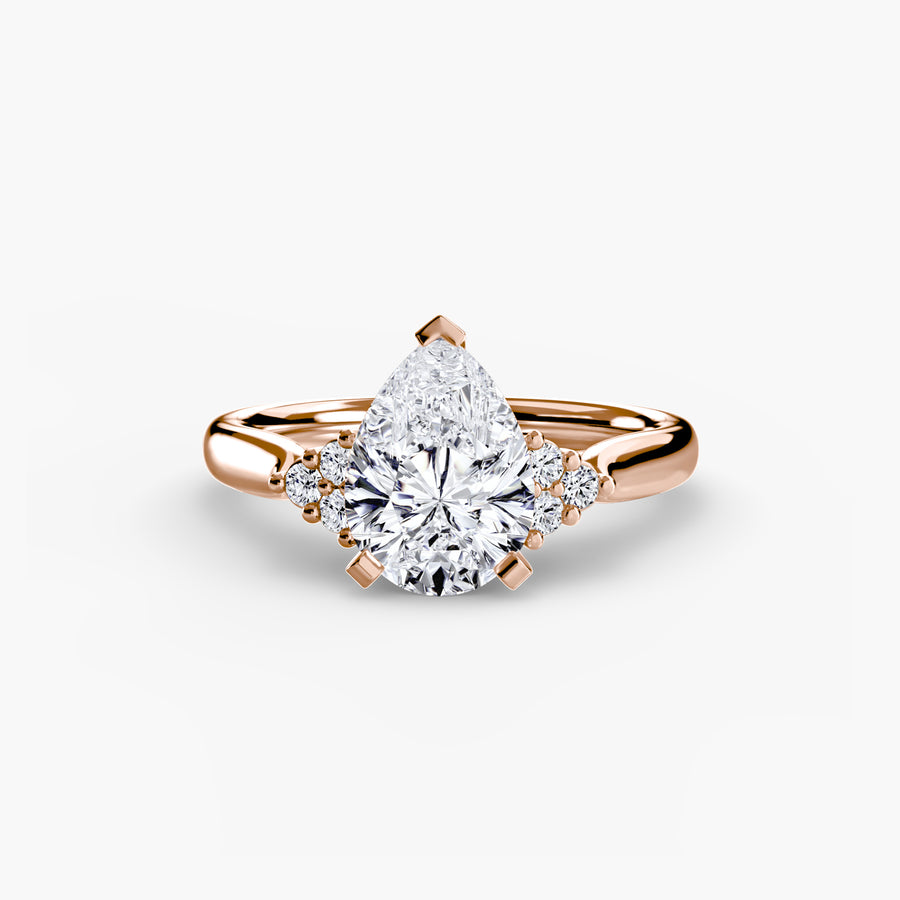 14K Rose Gold / Pear Solitaire with Cluster Shoulders 2