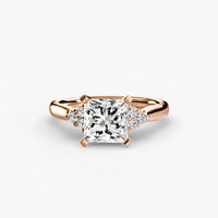 Thumbnail for 14K Rose Gold / Princess Solitaire with Cluster Shoulders 2