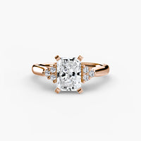 Thumbnail for 14K Rose Gold / Radiant Solitaire with Cluster Shoulders 2