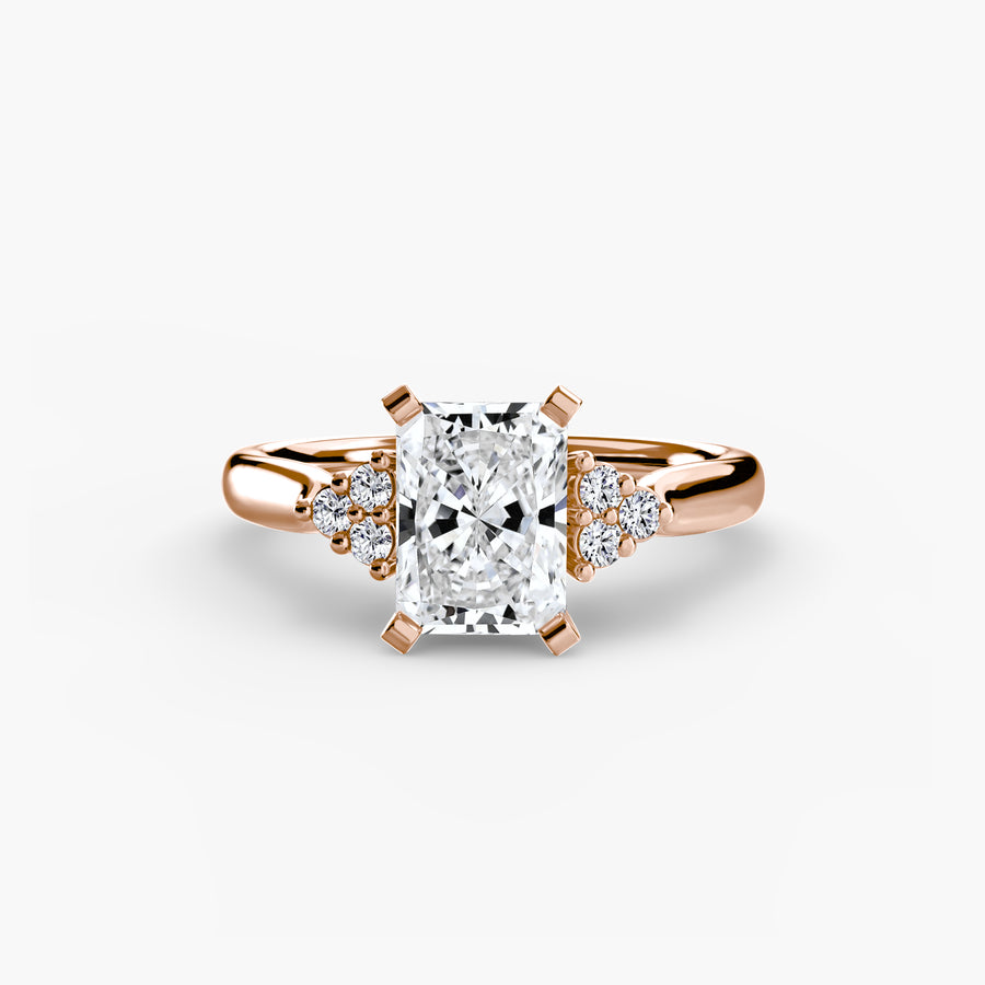 14K Rose Gold / Radiant Solitaire with Cluster Shoulders 2