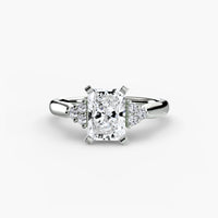 Thumbnail for 14K White Gold / Radiant Solitaire with Cluster Shoulders 2